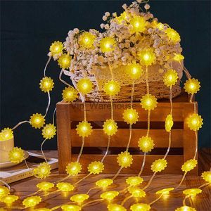 LED Strings Party 10/20 / 30M Branchez les lumières de fée de tournesol en plein air imperméable à l'eau artificielle chaîne de fleurs pour Gazebo Patio décor de fête de mariage HKD230919
