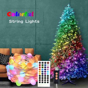 LED Strings Party 10M 20M USB RVB Guirlandes lumineuses de jardin coloré avec guirlande à distance pour la décoration de fête d'anniversaire de vacances de mariage HKD230919