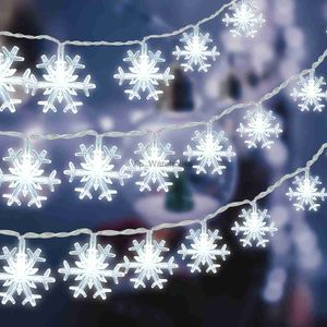 LED Strings Party 10m Guirlandes de flocon de neige à piles Lumières de Noël Festoon Winter Wonderland Guirlande décorative pour arbre de Noël HKD230919