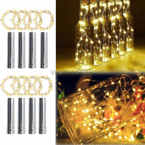 Fiesta de cuerdas LED 10 unids / lote 1M 2M Luces de botella de vino en forma de corcho Luces de cadena estrelladas LED Alambre de cobre Vacaciones de Navidad Lámpara de luz de botella de año nuevo HKD230919