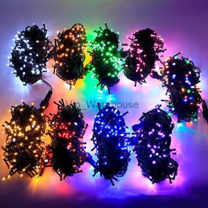 LED Strings Party 20M ligne noire extérieure LED guirlandes lumineuses guirlande 220V / 110V étanche fée lumière noël fête de mariage vacances jardin décor HKD230919