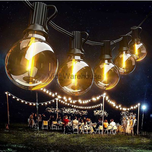 LED Strings Party 25FT Patio String Light Noël Mariage Décoratif G40 Globe Festoon Ampoule Fée String Light Outdoor Party Garden Garland HKD230919