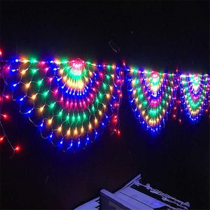 LED Strings Party 3 * 0.5M 414 LED Paon Noël LED Net Mesh Fée Chaîne Lumière 8 Modes Guirlande Extérieure Rideau Lumière Pour Mariage Décor De Vacances HKD230919