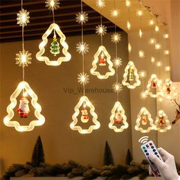 LED Strings Party 3M 120LEDs Rideau d'arbre de Noël Lumières Fée Flocon de neige Icicle Rideau String Light pour le mariage Nouvel An Home Party Decor HKD230919