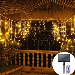 LED-snaren Party 3M/5M zonne-gordijn ijspegellicht LED Fariy ijspegelslinger waterval lichtslinger voor vakantie kerst bruiloft feestdecoratie HKD230919
