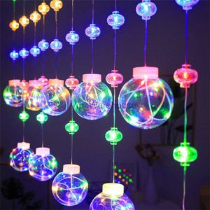 LED-snaren Party 3M LED-ing Ball Solar Gordijn Lichtslingers met afstandsbediening Lantaarn Globe Fairy Garland Light voor raam Slaapkamer Bruiloft Decor HKD230919