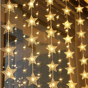 LED Strings Party 3x1 / 3x2M Rideau lumineux 100 / 200LED Fée étoiles lumières chaîne de Noël lumière étanche étoile décorative scintillante lumière pour chambre HKD230919
