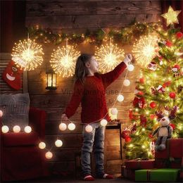 LED-Kette, Party, 5 Stück, 600 LEDs, Weihnachts-Löwenzahn-Lichterkette, Feuerwerkslampen, 8 Modi, wasserdicht, zum Aufhängen, Starburst-Licht für Hausgarten-Dekoration HKD230919