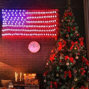 LED Strings Party American Flag Light avec 420LED Super Bright USA Flag Net Light Memorial Day Independence Day National Day Decor Flag Light HKD230919