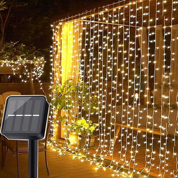 BEIAIDI 3x3M 2x3M Rideau de fenêtre à énergie solaire Guirlande lumineuse Jardin extérieur Noël Étoile étoilée Guirlande de fée solaire Lumière de glaçon HKD230919