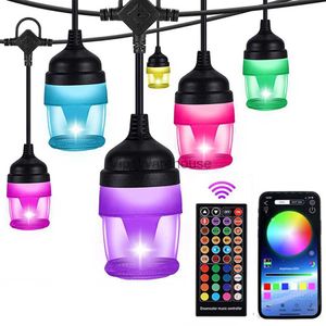 LED Strings Party Couleur Changeante Extérieure Smart 12 Ampoules LED Guirlandes Guirlande APP Contrôle Atmosphère Lampe De Nuit Pour Jardin Décoration De Mariage HKD230919