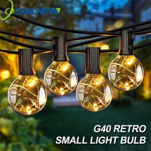 LED-snaren Feestfee Lichtslinger G40 LED Globe Feestslinger Lichtslinger Warm wit 25 Heldere Vintage Lampen Decoratief Buiten Achtertuin 31FT HKD230919