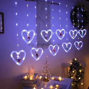 LED-snaren Feestslinger Gordijn EU 220V Led Hartvormige Kerst Ramadan Decoratie Fee Lichtslingers voor Feest Thuis Bruiloft Nieuwjaar Decor HKD230919