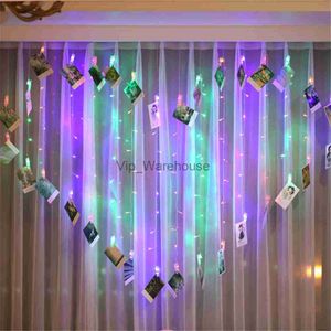 LED-snaren Feest Hart Lichtslinger Led-gordijnlamp met fotoclip Vlinderornamenten Valentijn Bruiloftsdecoraties voor uw slaapkamer 2mX1,5m HKD230919