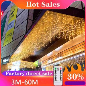 LED Strings Party LED Fairy String Lights Outdoor Waterproof Waterfall Street Garland Curtain Lights For Patio Christmas Wedding Party Decoration HKD230919