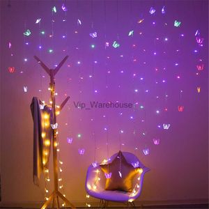 LED Strings Party Led Heart Light pour la décoration Rideau lumineux avec clip photo Ornements de papillon Décorations de mariage Valentine 2mX1.5m HKD230919