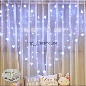 LED Strings Party LED coeur forme rideaux lumières 8 modes étanche Twinkle chaîne lumières décor à la maison lumières mariage Valentine TV toile de fond mur HKD230919