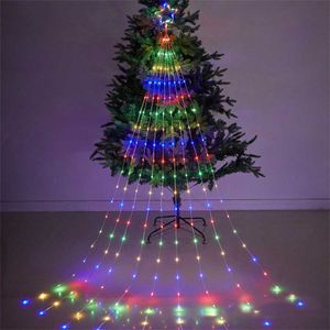 LED Strings Party Outdoor Christmas Star String Light 9X2M 180 LED Cascade Arbre de Noël Lumière 8 Mode Fenêtre Rideau Lumière Pour Patio Mur Décor HKD230919