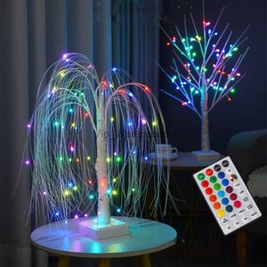 LED Strings Party RGB Willow Light 16 Couleur Artificielle Bouleau Arbre Lampe Chambre D'enfant Veilleuse pour Mariage Fête De Noël Décor HKD230919