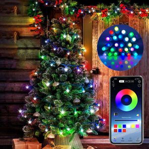 LED Strings Party Smart APP Luces de hadas Aplicación Bluetooth al aire libre Controlada Twinkle Fairy String Lights 5M 50 LED para decoración del dormitorio del árbol de Navidad HKD230919