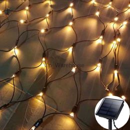 LED Strings Party Solaire Alimenté 200Led Net Mesh Fée Lumière Jardin Extérieur Noël Net Guirlande Lumière Pour Jardin Patio Mariage HKD230919