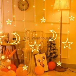 LED Strings Party Star Moon LED Rideau Garland String Light Eid Mubarak Décor Ramadan Décorations pour la maison Street Garland Éclairage de vacances HKD230919