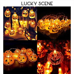 LED Strings Pumpkin String of Lights Halloween Bar Decoratie Haunted House Hanger LED Decoratie S01470 P230414