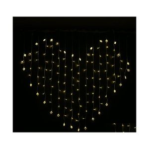 Cadena de luces LED púrpura, luces rojas blancas cálidas, cuerdas de 110V 220V, enchufe de EE. UU., lámparas de cortina, Hada de Navidad, boda, gota de Dhrzs