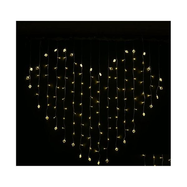 Cadena de luces LED púrpura, luces rojas blancas cálidas, cuerdas de 110V 220V, enchufe de EE. UU., lámparas de cortina, Hada de Navidad, boda, gota de Dhrzs