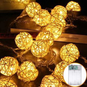 LED cordes rotin boule chaîne guirlande lumineuse lampe fée lumières 5 cm noël noël pour fête de vacances décoration de mariage YQ240401