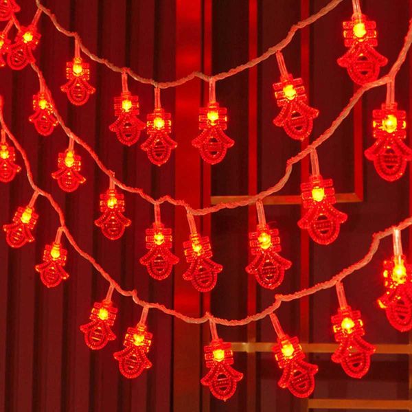 Cadenas de LED Linternas rojas Cadena de luz Linternas de plástico chinas lindas Año Nuevo chino 2023 Decoración Festival Fiesta Celebración Decoración para el hogar P230414