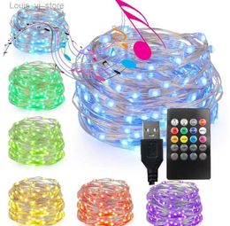 LED Strings RGB String Light Fil de cuivre USB étanche musique télécommande Bar maison fête de Noël Halloween décor 5/10/20 M YQ240401