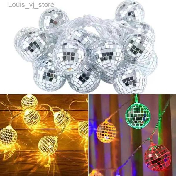 LED Strings petite boule disco lumières d'ambiance de Noël clignotant chaîne ampoule dortoir décorer ins perle USB lampe YQ240401