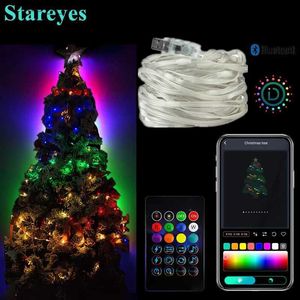 Chaînes LED Smart RGB USB DC5V 5m 10m 15m 20m IP65 chaîne WS2812B IC couleur magique Bluetooth APP IR télécommande lumière de noël bricolage décor YQ240401