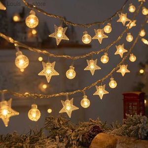 LED cordes flocon de neige chaîne lumière étoile cristal ampoule fée guirlande nouvel an arbre de noël décor ornement cadeaux de noël YQ240401