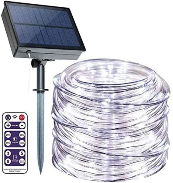 Cordons LED Lumières de corde extérieure solaires 40 pieds 8 modes DimmableTimer Remote String Light 1200mAh Ropes Solared Lighting étanche 3630629