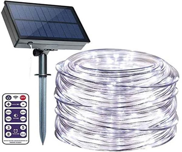 Cordes LED Corde extérieure solaire lumières 40FT 8 modes DimmableTimer Chaîne lumineuse à distance 1200mAh Cordes Éclairage solaire étanche 2136611