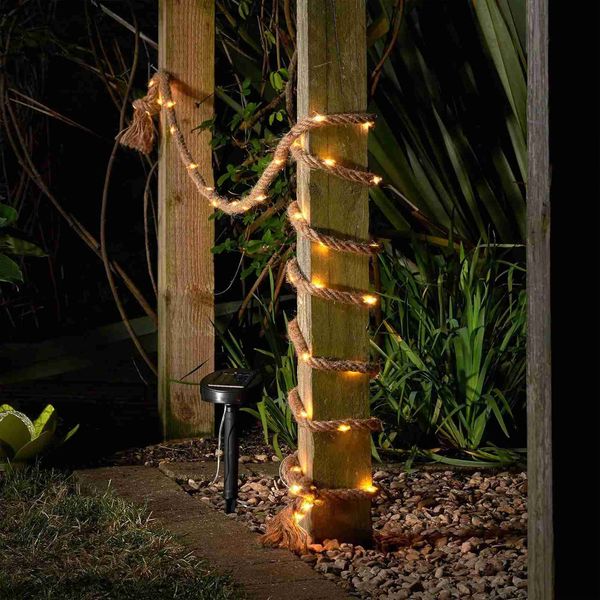 Cadenas LED Guita con energía solar Cadena de luz Estilo retro rústico Luces de creación de atmósfera cálida para decoración interior y exterior Patio YQ240401