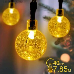 Cordes LED Guirlandes solaires Lampes extérieures boule de cristal Guirlandes lumineuses étanches pour jardin maison paysage décorations de vacances YQ240401