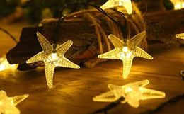 LED Strings Starfish Solar String Lights Conte de Fées Halloween Noël Intérieur Extérieur Garden Party Décoration Éclairage YQ240401