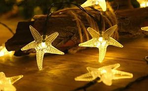 LED Strings Starfish Solar String Lights Conte de Fées Halloween Noël Intérieur Extérieur Garden Party Décoration Éclairage YQ240401