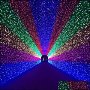 Thrisdar 6X4M 880Led Noël Net Lumière Jardin Maille Fée Guirlande En Plein Air Fête De Vacances Toile De Fond Chaîne Drop Livraison Lig Dhekv