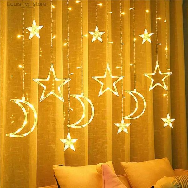 Cadenas LED Twinkle Cortina Luces de cadena USB Powered LED para el hogar Dormitorio Interior Decoración al aire libre Fairy Star YQ240401