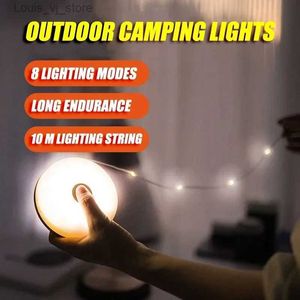 Cordes LED USB rechargeable Camping 10 mètres chaîne lumineuse tente extérieure RGB atmosphère XTE lampe de poche avec crochet magnétique YQ240401