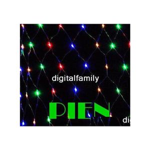 LED -snaren Xmas Net Light MTI Kleur 96 Web Fairy Lights 1,5 m X Stringlamp Decorationaddpower Plug 6set/Lot Drop Levering Lighting H Dhita