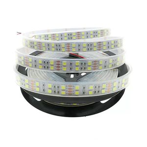 Bande de LED 5050 DC12V 120 leds/m Tube de Silicone étanche lumière LED Flexible Double rangée 5050 éclairage de vacances bandes de LED 5 m/lot