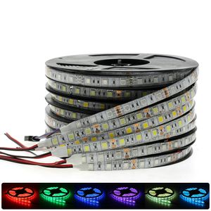 Bande à LED Tape LED flexible à LED étanche bandes RGB 5050 DC12V 60leds / m blanc chaud blanc bleu vert rouge 5m / lot