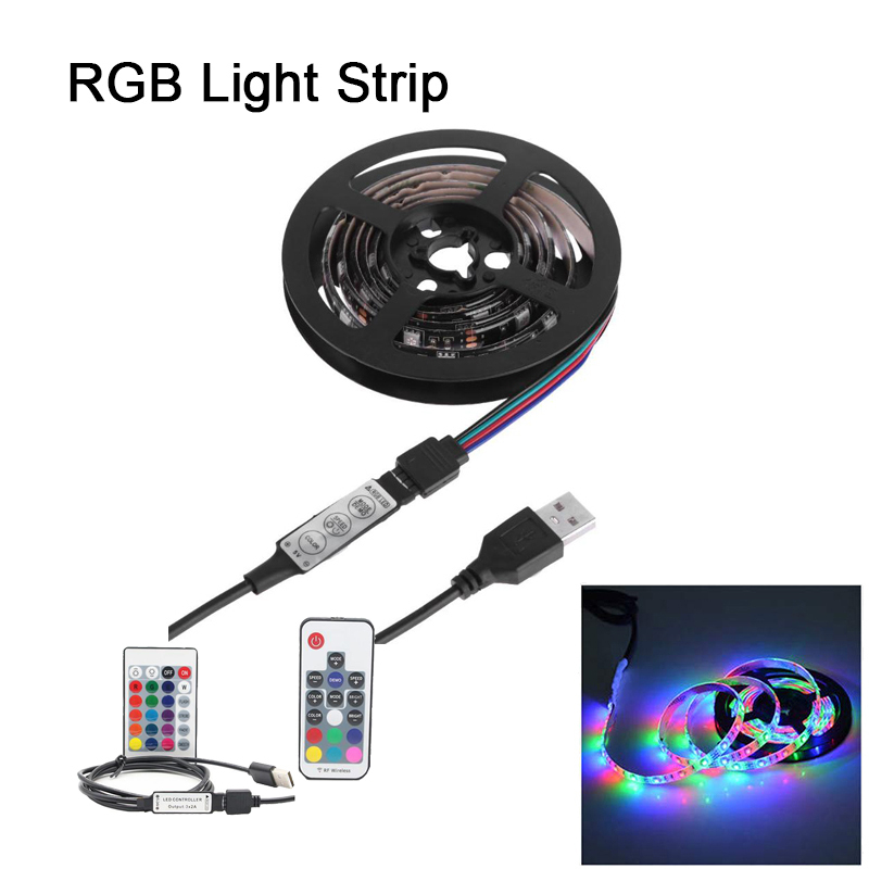 LED-band Lampa RGB Fairy Light 5V TV-bakgrundsbelysning med kontroller USB Flexibel LED Light för TV LCD, Köksskåp, Bakgrundsbelysning