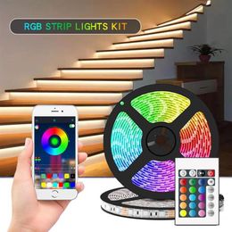 LED-striplicht 10M RGB LED-licht Neon 12V Waterdichte decoratie voor muur Slaapkamer Ambient TV Bluetooth-controller EU Plug165S