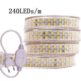Bande lumineuse LED 240 LED double rangée 220 V 110 V SMD 5730 ruban flexible 5730 tube en PVC transparent pour une utilisation durable et lumineuse Powe3176